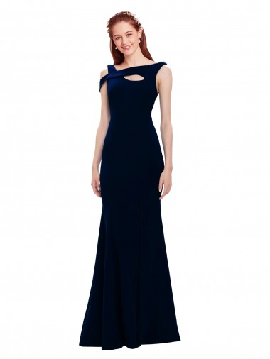 Discount Sleeveless Crepe Mermaid Prom Dress with Side Slit UK
