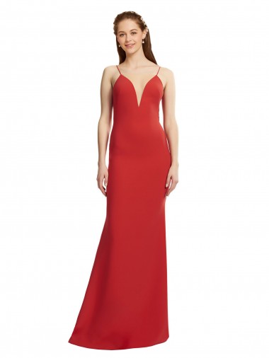 Discount Mermaid Plunging V-Neck Crepe Prom Dress with Wide Open Back UK