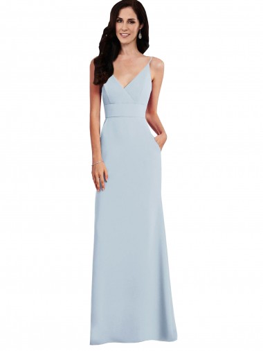 Discount V Back Spaghetti Strap Maxi Prom Dress with Pockets UK