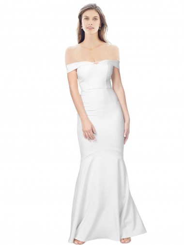 Discount Mermaid Off the Shoulder Long Crepe Prom Dress with Low Back UK