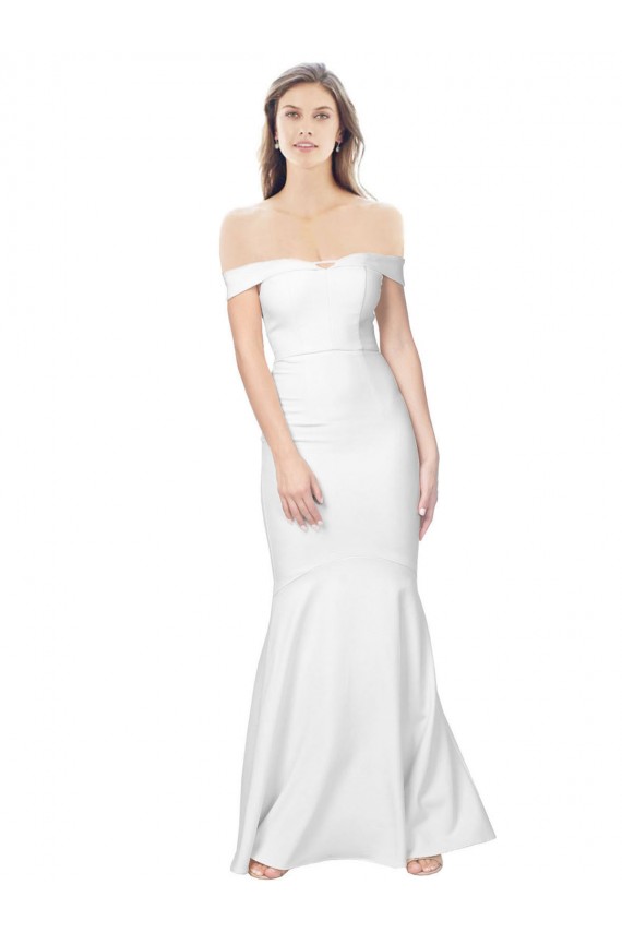 Mermaid Off the Shoulder Long Crepe Prom Dress with Low Back