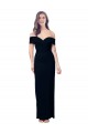 Off the Shoulder Long Full Length Crepe Prom Dress with Side Split