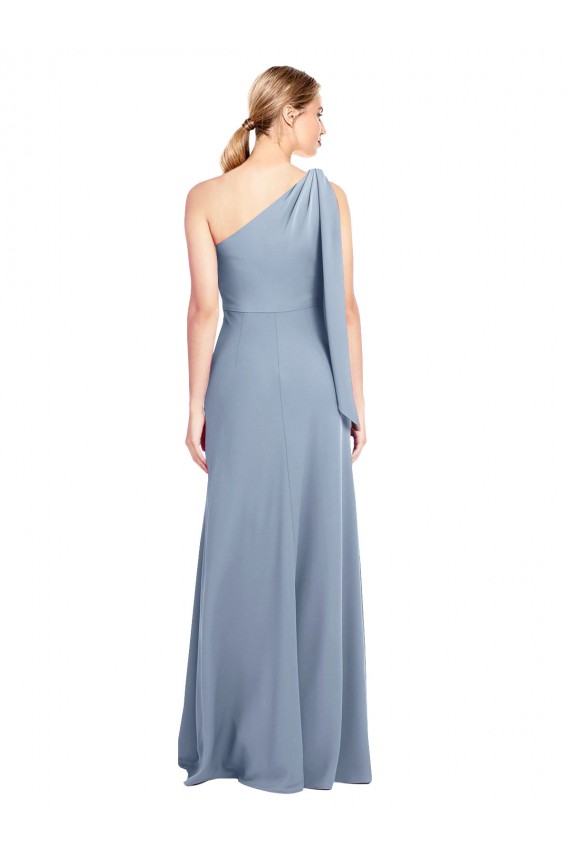 Draped Flutter Sleeves One Shoulder Stretch Crepe Prom Dress