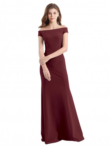 Discount Off the Shoulder Fit and Flare Stretch Crepe Prom Dress UK