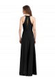 Sleek Halter V-Neck Long A-Line Stretch Crepe Prom Dress with Front Slit