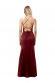 Fit and Flare Halter Neckline Stretch Crepe Prom Dress with Strappy Back