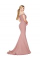 Off the Shoulder Sweetheart Long Sweep Train Crepe Prom Dress