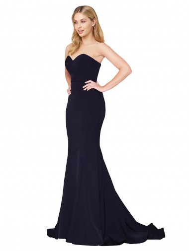 Discount Sweetheart High Neck Sweep Train Sleeveless Crepe Prom Dress UK