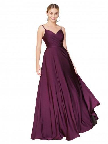 Discount High Neck Spaghetti Straps Long V-Back Crepe Prom Dress UK