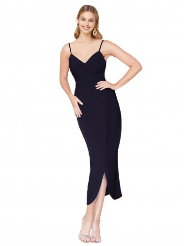 Discount High Neck Spaghetti Straps Crepe Short Wrap Cocktail Prom Dress / Homecoming Dress UK