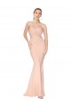 Sweetheart Shirred Neck Long Floor Length Crepe Prom Dress