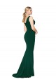 V-Neck Floor Length Long Crepe Mermaid Prom Dress