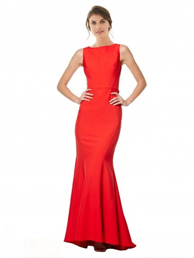 Discount High Neck Maxi Crepe Bridesmiad Dress with Exaggerated Back Ruffle UK