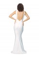 High Neck Low V-Back Long Crepe Prom Dress