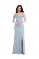One Shoulder Draped Cowl Neck Maxi Prom Dress