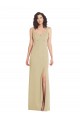 Wide Strap Slash Cutout Empire Crepe Prom Dress with Front Slit