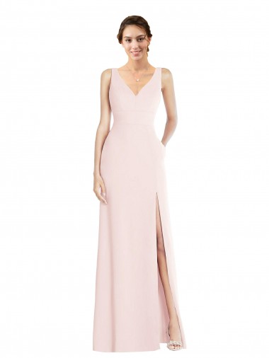 Discount Square Neck Low Back A-Line Prom Dress with Front Slit and Pockets UK