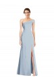 Asymmetrical Off the Shoulder Cuff Trumpet Crepe Prom Dress With Front Slit