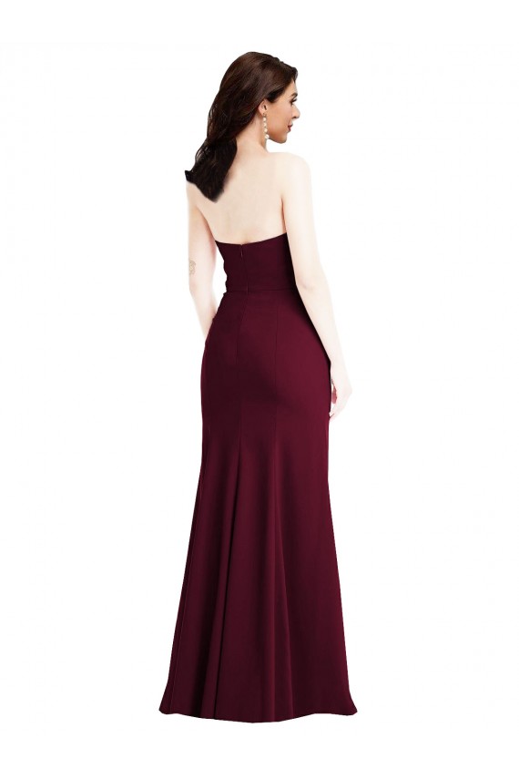 Strapless Crepe Maxi Prom Dress with Front Slit