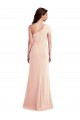 One Shoulder Cap Sleeves Trumpet Crepe Prom Dress with Front Slit