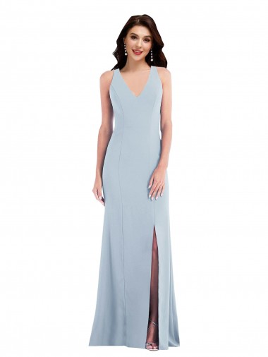 Discount Criss Cross Cutout Back Maxi Prom Dress with Front Slit UK