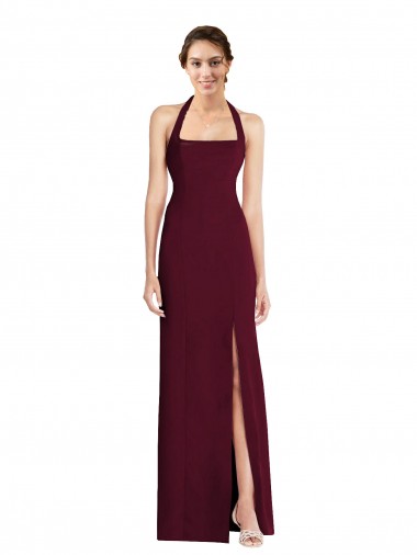 Discount Tie Halter Open Back Trumpet Prom Dress UK