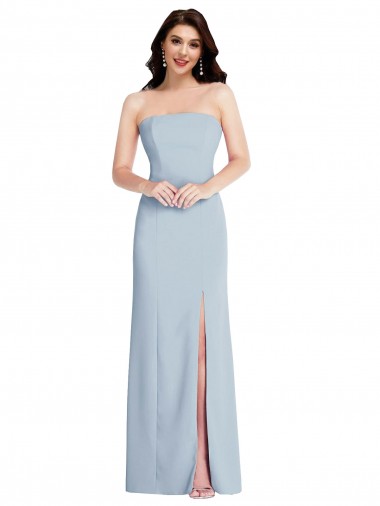 Discount Strapless Scoop Back Maxi Crepe Prom Dress with Front Slit UK