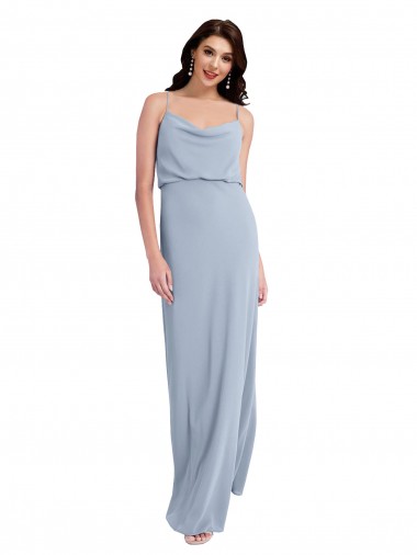 Discount Draped Cowl Neck Long Crepe Prom Dress with Spaghetti Straps UK