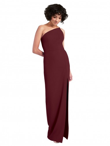 Discount Sleek One Shoulder Long Crepe Prom Dress with Daring Slit UK