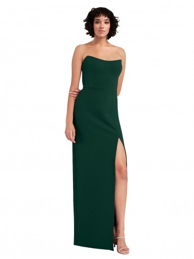 Discount Scooped Strapless Neckline Crepe Prom Dress with Side Slit UK