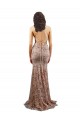 Floral Patterned Backless V-Neckline Sequin Prom Dress