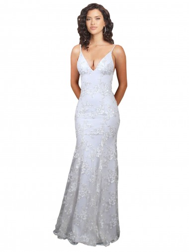 Discount V-Neckline Backless Floral Patterned Sequin Formal Prom Dress UK