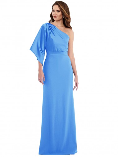 Discount One Shoulder Bell Sleeves Trumpet Prom Dress UK