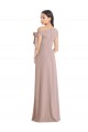 Off the Shoulder Tie Detail Maxi Crepe Prom Dress with Front Slit