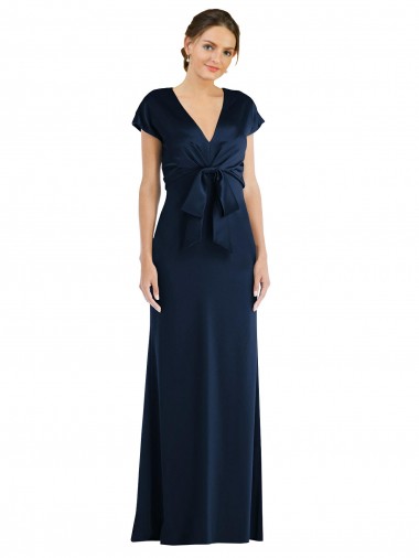Discount Soft Bow Blouson Bodice Trumpet Crepe Prom Dress UK