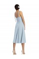 Midi Cocktail Length Bustier Crepe Prom Dress with Back Bow Straps