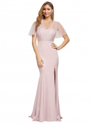 Discount Crepe Long Sweetheart Neckline Prom Dress with Tulle Overlay Shoulders UK
