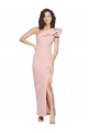 Full Length One Shoulder Crepe Prom Dress with Side Leg Split