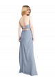 Straight Neckline Crepe Slip Prom Dress with Strappy Back