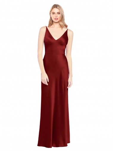 Discount Full Length Long Stretch Satin Slip Prom Dress V-Back UK
