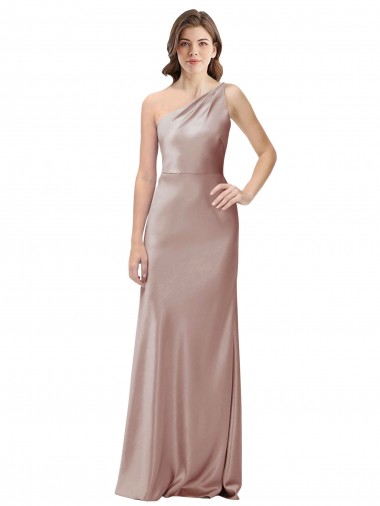 Discount One Shoulder Black-Tie Floor Length Long Stretch Satin Prom Dress UK