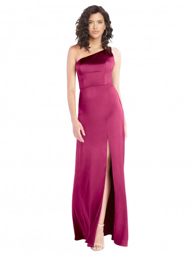 Discount Sleek One Shoulder A-Line Long Stretch Satin Prom Dress with Spaghetti Straps Back UK