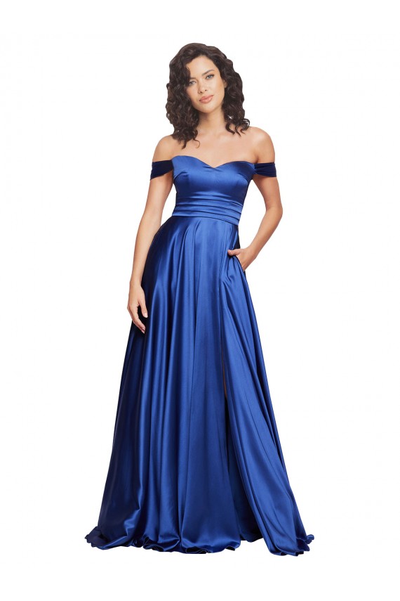 Ball Gown Off the Shoulder Sweetheart Stretch Satin Prom Dress