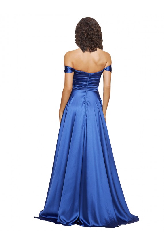 Ball Gown Off the Shoulder Sweetheart Stretch Satin Prom Dress