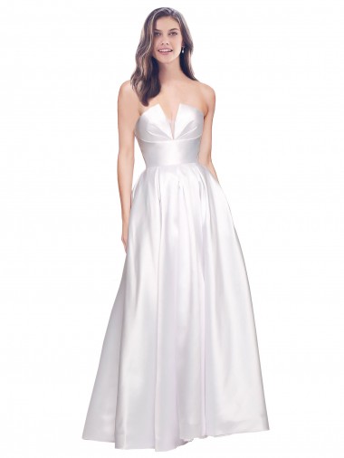 Discount Full Length Strapless V-Cutout Stretch Satin Prom Dress UK