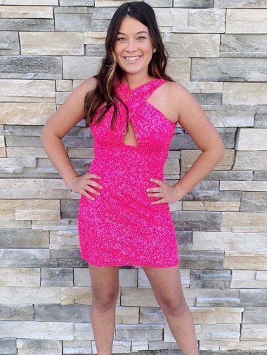 Discount Halter Sleeveless Short Velvet Sequin Cocktail Prom Dress UK