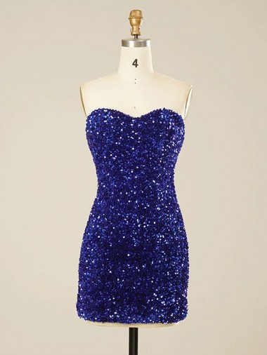 Discount Short Sweetheart Velvet Sequin Prom Dress UK