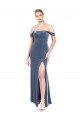 Draped Sleeves Wide Scoop Neck Off the Shoulder Velvet Prom Dress