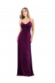 Draped Neckline Spaghetti Straps Velvet Prom Dress