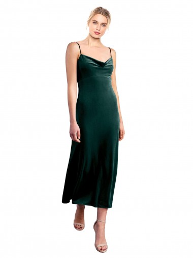 Discount Midi Length Cowl Neck Velvet Slip Cocktail Prom Dress / Homecoming Dress UK